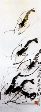 Qi Baishi crevettes 5 traditionnelle chinoise Peinture à l'huile